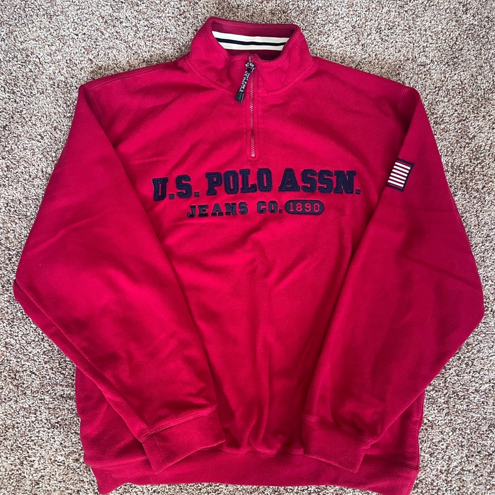 Vintage 90s U.S. Polo Assn.‎ Red Quarter Zip Sweatshirt